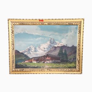 Mountain Landscape, 1880s, Oil on Canvas, Framed