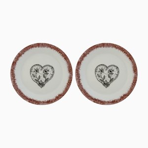 Carnation Heart Dessert Plates by Lithian Ricci, Set of 2