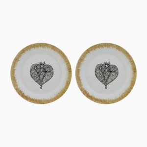 Stars Heart Dessert Plates by Lithian Ricci, Set of 2