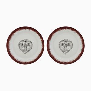 Tower Heart Dessert Plates by Lithian Ricci, Set of 2