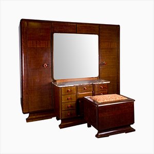 Art Deco Dressing Room Cabinet, 1930s, Set of 3