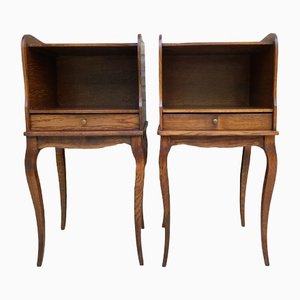 French Louis XV Style Nightstands in Walnut with Drawer and Open Self, 1960s, Set of 2