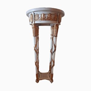 Antiker italienischer Säulentisch mit Marmorplatte und vergoldetem geschnitztem Holz