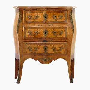 Antique French Marquetry Chest of Drawers in Kingwood and Walnut