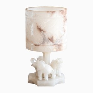 Elephant Table Lamp in Alabaster