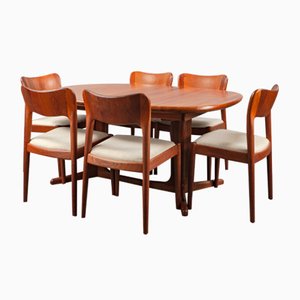 Danish Dining Table and Teak Chairs by Niels Koefoed for Koefoed Hornslet & Glostrup, Set of 7