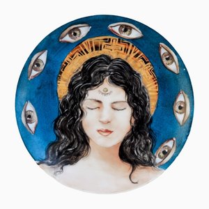 Hand-Painted Porcelain St. Lucia Plate by Lithian Ricci