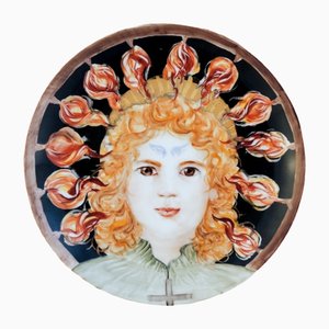 Hand-Painted Porcelain St. Eufemia Plate by Lithian Ricci