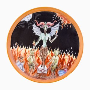 Assiette The Devil en Porcelaine Peinte à la Main par Lithian Ricci