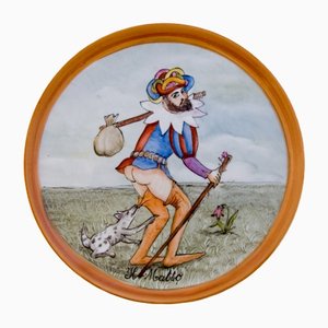 Hand-Painted Porcelain The Fool Plate by Lithian Ricci