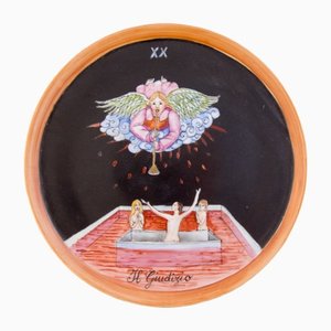 Hand-Painted Porcelain The Judgment Plate by Lithian RiccI