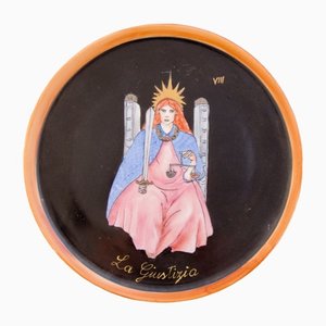 Hand-Painted Porcelain The Justice Plate by Lithian Ricci