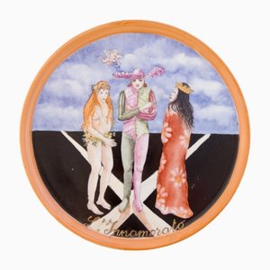 Hand-Painted Porcelain The Lovers Plate by Lithian Ricci