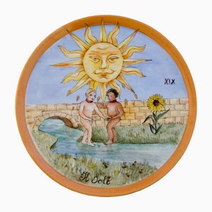 Assiette The Sun en Porcelaine Peinte à la Main par Lithian Ricci