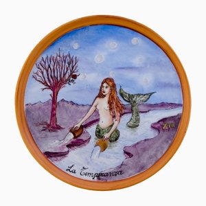Hand-Painted Porcelain The Temperance Plate by Lithian Ricci