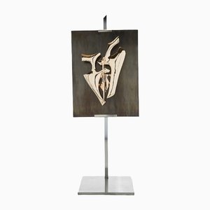 Chevalet Steel & Bronze Sculptural Floor Lamp by Fred Brouard, 1976
