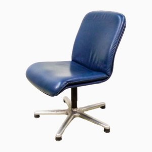Swiss Executive Desk Chair in Ocean Blue Leather from Sitag, 1970s