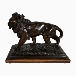 Sculpture de Lion Majestueuse par Edouard Deabrierre, 1900s