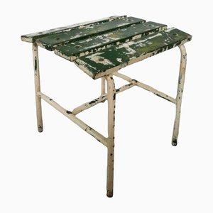 Vintage Industrial Stool in Green and White