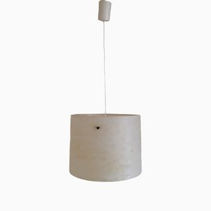 Lampada da soffitto vintage con paralume in plastica color crema, anni '70