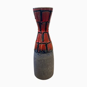 Jarrón Mid-Century moderno de cerámica Fat Lava en rojo y negro de Roth, años 70