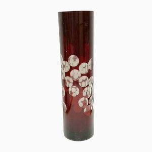 Vase Mid-Century Moderne en Cristal avec Décor Exquis