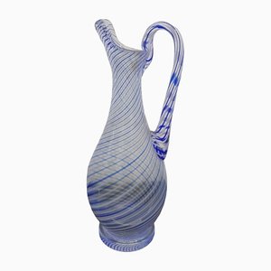 Turkish Art Glass Pitcher with Spiral Stripes