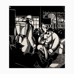 Jean-Emile Laboureur, The Soldiers at the Station, Woodcut