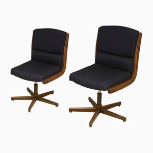 Swivel Armchairs in Wood, 1970s, Set of 2
