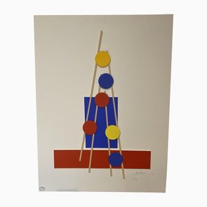 Albert Chubac, Figurative Komposition, 1980er, Frankreich, Collage auf Papier