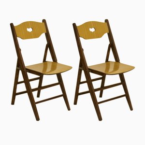 Vintage Folding Chairs with Sculpted Backrests, 1950s, Set of 2