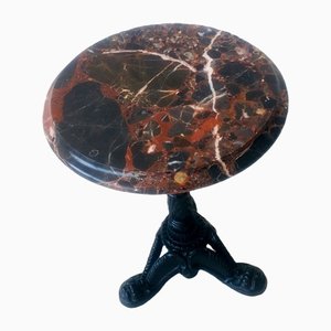 Small Iron Side Table with Marble Top, 1950s