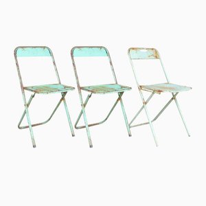 Industrial Folding Chairs, Set of 3