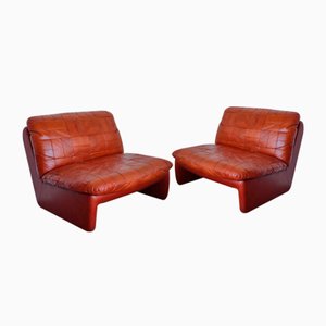 Vintage Leather Patchwork Armchairs, 1970s, Set of 2
