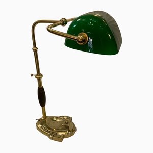 Lampada da tavolo Churchill vintage in ottone e bronzo, anni '20