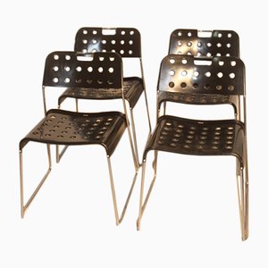 Chaises Noires par Rodney Kinsman pour Bieffeplast, Set de 4