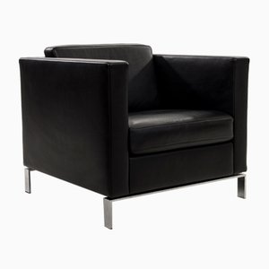 500 Sessel aus schwarzem Leder von Norman Foster für Walter Knoll / Wilhelm Knoll