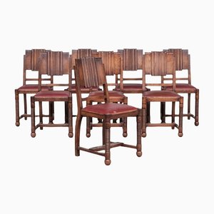 French Oak Dining Chairs, Set of 8