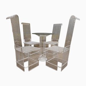 Weiße Gartenmöbel aus Stahl, 1980, 5er Set
