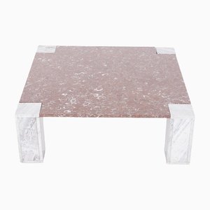Red and White Marble Coffee Table, 1980