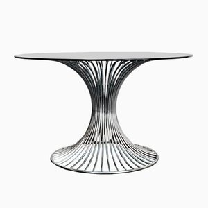 Round Chromed Metal Dining Table by Gastone Rinaldi for Rima, 1970s