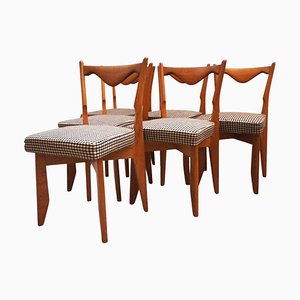 Vintage Dining Chairs in Solid Wood by Guillerme et Chambron, Set of 6