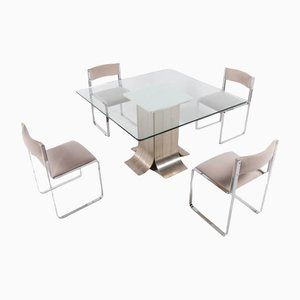 Mid-Century Modern Italian Architectural Dining Room Set, 1960s, Set of 5