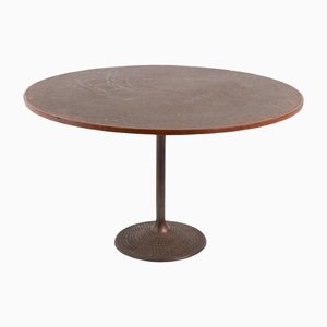 Scandinavian Modern Coffee Table with Inlaid Copper, 1960s