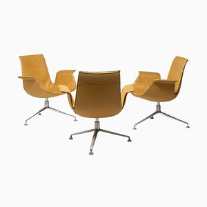 Cognac Leather Swivel FK Lounge Chairs by Preben Fabricius & Jorgen Kastholm