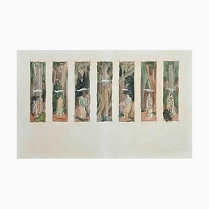 Figures with the Trees, Original Drawing, 1950s