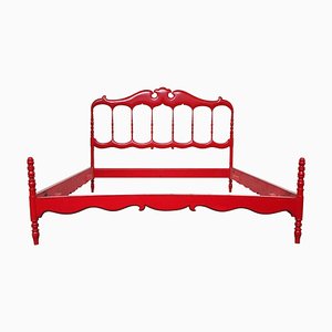 Estructura de cama Chiavari italiana de madera tallada, años 60