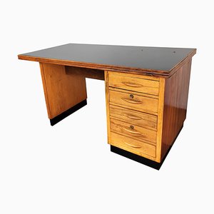 Bureau Mid-Century en Noyer et Laiton, Italie, 1960s