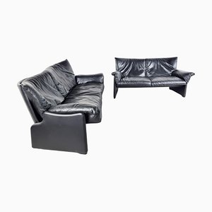 Leather Sofa Set by Vico Magistretti for Cassina, 1990s, Set of 2