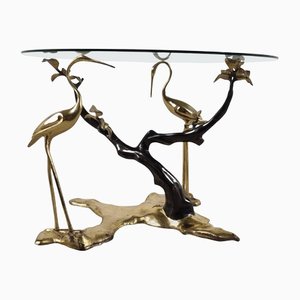 Mesa de centro con forma de pájaro de bronce de Willy Daro, años 70